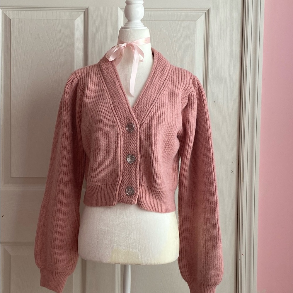 Pink knit cardigan